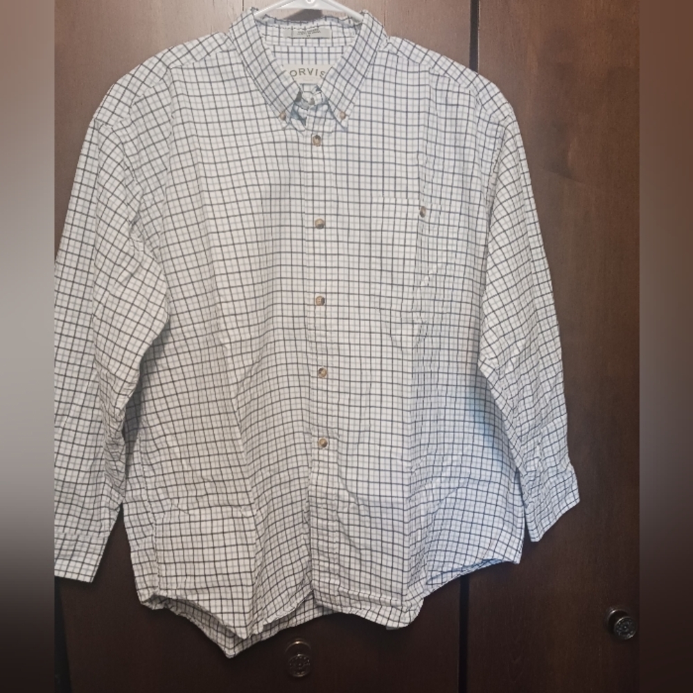 ORVIS mens multicolor 100% cotton long sleeves button down shirt Size XL